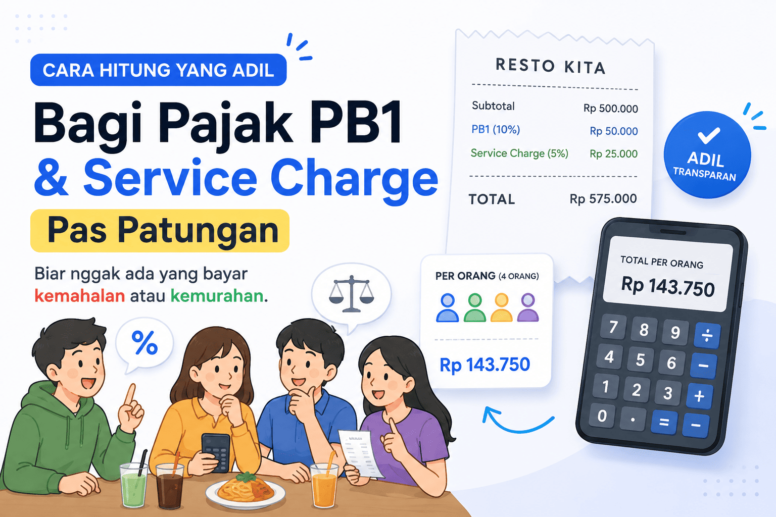 Cara Menghitung Pajak Restoran dan Service Charge Secara Adil Saat Patungan