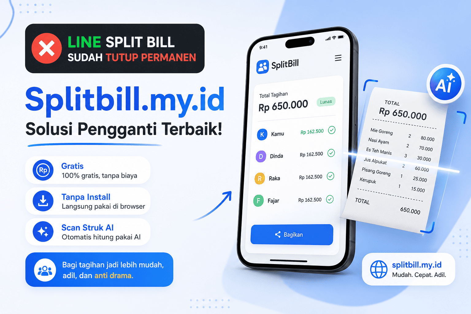 LINE Split Bill Resmi Tutup Ini Pengganti Setara yang Lebih Praktis